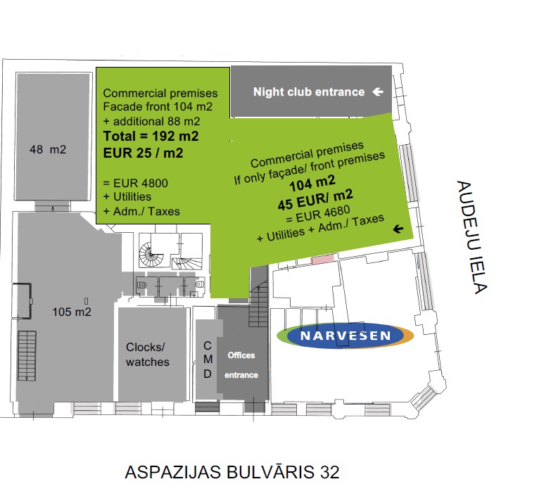 Iznomā tirdzniecības telpas, Aspazijas iela - Attēls 1