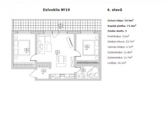 Apartment for rent, Eglaines street 20 - Image 1