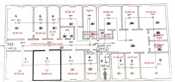 Sludinājumi. Iznomā biroja telpas telpu kompleksā Dzintars.  Telpas nodrošinātas ar diennakts apsardzi, mēbelēm, Cena: 159 EUR/mēn Foto #6