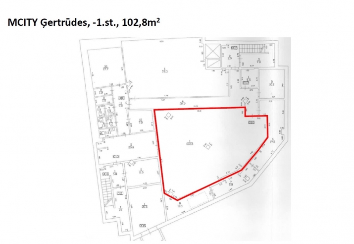 Sludinājumi. Biroju telpas -1.stāvā uz Ģertrūdes un Avotu ielu.  + -1. stāvs. + Atvērta telpa plānokums; + Cena: 411 EUR/mēn Foto #4