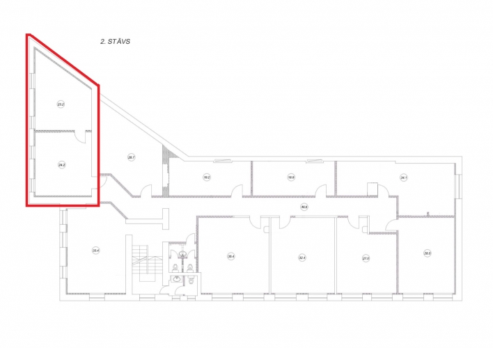 Sludinājumi. Piedāvājumā biroja telpas Brasā, Starta iela 1.  + Kopējā platība 47.4 m2;  + 2. stāvs; + Ap ēku Cena: 190 EUR/mēn Foto #7