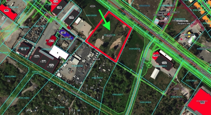 Sludinājumi. Zemes gabals Rumbulā - Latgales ielas malā.  Apbūve stāvu skaits: līdz 6; Apbūves intensitāte: līdz Cena: 872430 EUR Foto #4