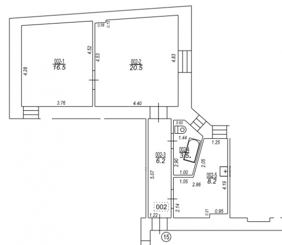 Sludinājumi. Piedāvājumā dzīvokļi Rīgas centrā. Īpašumam divas ēkas fasādes un pagalma.  Divu istabu dzīvoklis Cena: 96075 EUR Foto #3