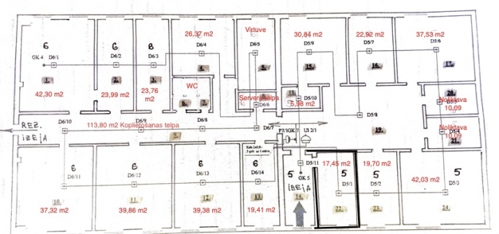Sludinājumi. Iznomā biroja telpas telpu kompleksā Dzintars.  Telpas nodrošinātas ar diennakts apsardzi, mēbelēm, Cena: 96 EUR/mēn Foto #6
