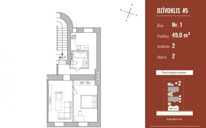 Sludinājumi. Ilgtspējīgs 2-istabu dzīvoklis renovētā ēkā- Krāsotāju 13 projektā.  Projekts atrodas slēgtā Cena: 103451 EUR Foto #4