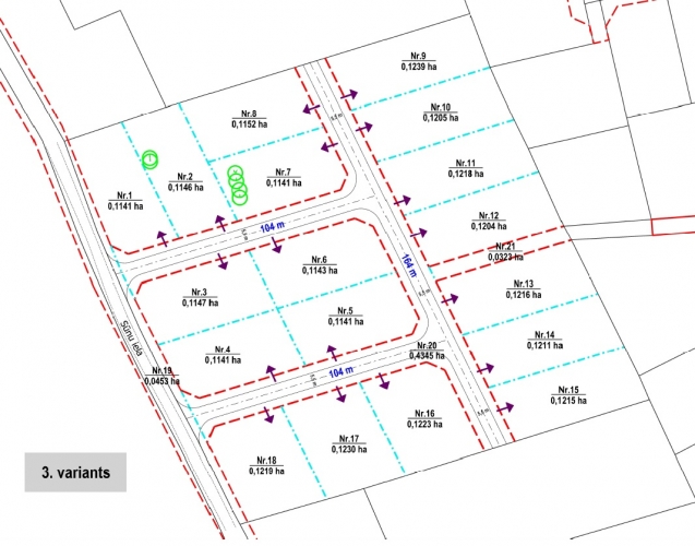 Sludinājumi. Zeme 18 privātmāju ciematam ar detālplānojumu.  Pārdota tiek 1/2 no šī zemes gabala (13 242,5 kvm) Cena: 397275 EUR Foto #7