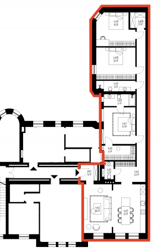 Sludinājumi. Elegants dzīvoklis \'Šefela namā\', Baznīcas ielā 5.  Aicinām Jūs kļūt par daļu no Rīgas arhitektūras Cena: 339840 EUR Foto #2