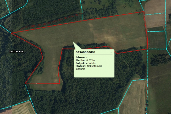 Sludinājumi. Iegādei pieejama piecu zemes gabalu pakete.  Kadastra apzīmējumi: 1. 6896 003 0073 (5,03 ha); 2. Cena: 95460 EUR Foto #1