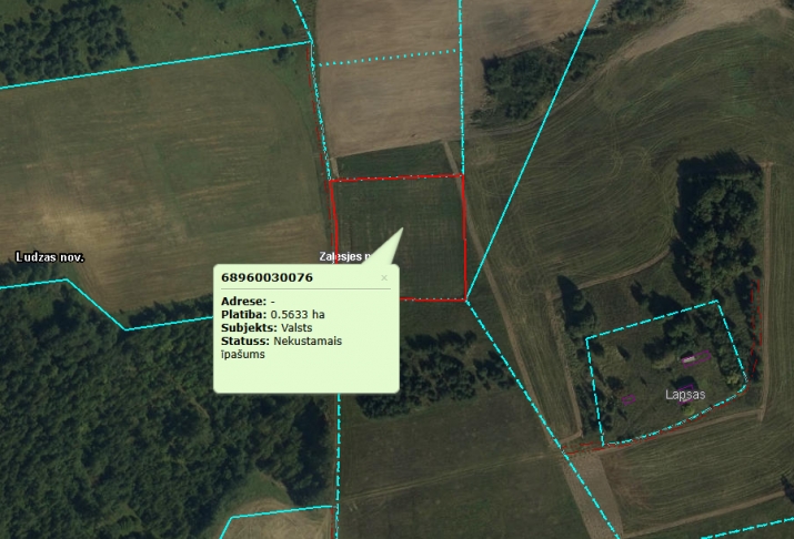 Sludinājumi. Iegādei pieejama piecu zemes gabalu pakete.  Kadastra apzīmējumi: 1. 6896 003 0073 (5,03 ha); 2. Cena: 95460 EUR Foto #3