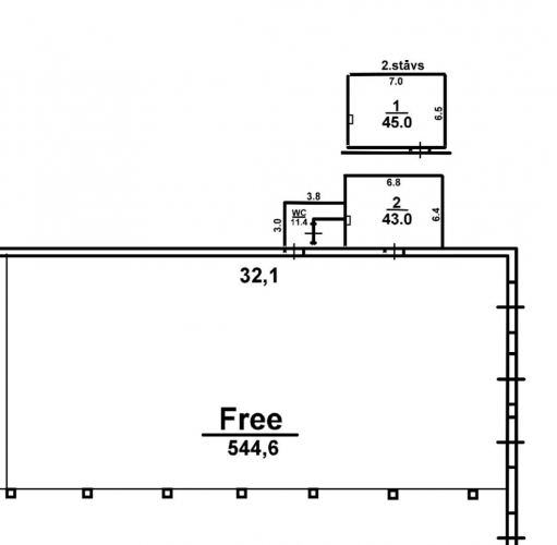 Объявление. Промышленные помещения с высокими потолками. Без отопления.  Склад 544 м2; oфисное помещение 45 m2; Цена: 3220 EUR/мес. Foto #5