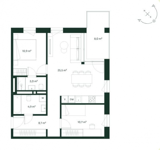 Sludinājumi. Mūsdienīgs un līdz detaļām pārdomāts 3-istabu dzīvoklis Vītolu ielā 2  vieta kur daba un ērtības Cena: 189900 EUR Foto #8