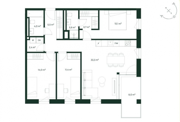Sludinājumi. Mūsdienīgs un līdz detaļām pārdomāts 4-istabu dzīvoklis Vītolu ielā 2  vieta kur daba un ērtības Cena: 239900 EUR Foto #8
