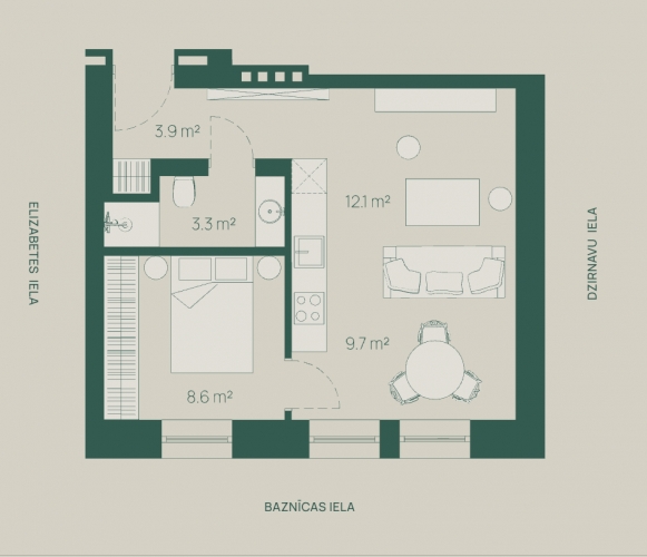 Sludinājumi. Premium klases 2-istabu dzīvoklis Rīgas vēsturiskajā centrā  Baznīcas ielā 5, Šefela namā.  Cena: 127160 EUR Foto #2