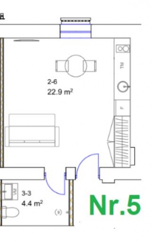 Sludinājumi. Ilgtermiņa īrei pieejams studio tipa dzīvoklis.  Pārdomāts dzīvokļa plānojums, kas sastāv no Cena: 420 EUR/mēn Foto #6